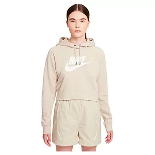 Nike Damska bluza z kapturem W NSW Essntl FLC Gx Crop HDY, rattan/biały, XS - Bluzy damskie - miniaturka - grafika 1
