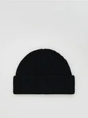Czapki damskie - Reserved - Czapka beanie z wełną - czarny - miniaturka - grafika 1