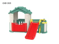 Place zabaw - Domek ogrodowy dla dzieci + Zjeżdżalnia 3w1 Zielony Dach - miniaturka - grafika 1