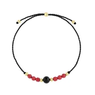 Bransoletki - Bransoletka zodiakalna Baran Czerwony koral i turmalin na sznurku - miniaturka - grafika 1