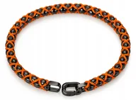 Bransolety męskie - BRANSOLETA MĘSKA CZARNO-POMARAŃCZOWA WĘŻOWA STAL SZLACHETNA - miniaturka - grafika 1