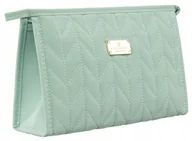 Kosmetyczki, organizery i kuferki - Jednokomorowa kosmetyczka damska ze skóry ekologicznej w jodełkę w kolorze zielonym - Peterson - miniaturka - grafika 1