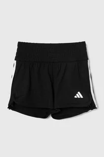 Spodnie i spodenki dla dziewczynek - adidas szorty dziecięce kolor czarny z aplikacją - grafika 1