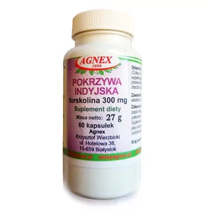 Agnex Pokrzywa indyjska (forskolina) 250 mg 100 szt. POKRZYWA INDYJSKA - Zdrowa żywność - miniaturka - grafika 1