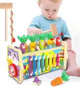 Sortery dla dzieci - drewniana zabawka edukacyjna PRZEBIJAK WBIJAK CYMBAŁKI ŁOWIENIE RYBEK 8w1 - miniaturka - grafika 1