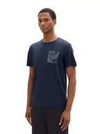 Koszulki męskie - TOM TAILOR Męski T-shirt z kieszenią na piersi, 10668 - Sky Captain Blue, 3XL - miniaturka - grafika 1