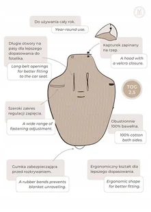 Kocyk otulacz do fotelika Cotton 125x50 MAKASZKA - Otulacze - miniaturka - grafika 1