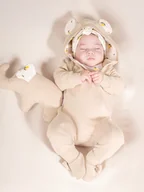 Pajacyki dla niemowląt - Niemowlęcy pajac dresowy uroczy beżowy Nicol,r.68 - miniaturka - grafika 1