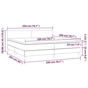 Lumarko Łóżko kontynentalne z materacem, czarne, ekoskóra 200x200 cm - Łóżka - miniaturka - grafika 8