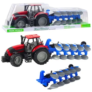 Traktor Rolniczy Farmerski Z Pługiem Napęd Czerwony 50cm - Samochody i pojazdy dla dzieci - miniaturka - grafika 1