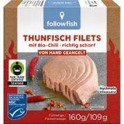 Konserwy i dania rybne - Followfood Tuńczyk bonito msc filety fair trade w oleju słonecznikowym z chili 160 g - miniaturka - grafika 1