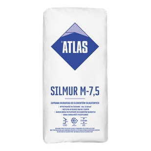 Zaprawa murarska do elementów silikatowych SILMUR M7,5B biała 25 kg ATLAS - Zaprawy budowlane - miniaturka - grafika 1