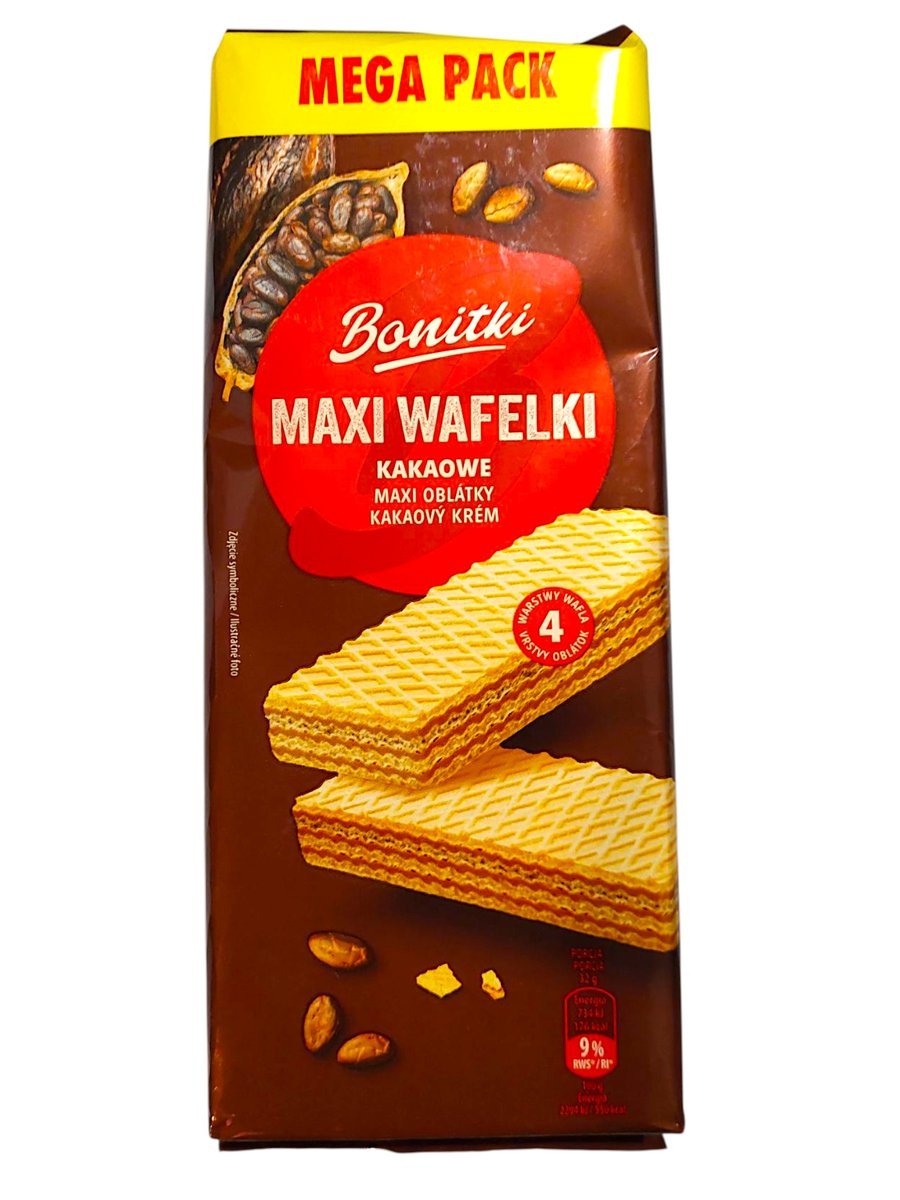 Wafle Bonitki maxi wafelki 450g Kakaowe