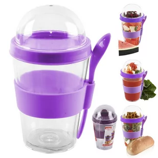 Orion Pojemnik Na Jogurt I Owoce Plastikowy Z Łyżeczką Musli 0,4 L - Lunch boxy - miniaturka - grafika 2