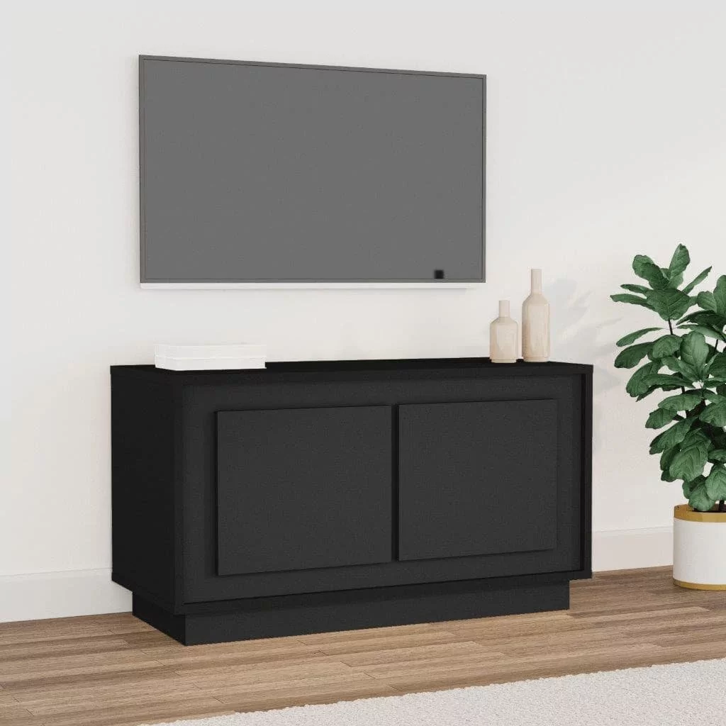 vidaXL Szafka pod TV, czarna, 80x35x45 cm, materiał drewnopochodny