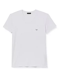 Koszulki męskie - Emporio Armani Męski T-shirt Soft Modal Eagle Logo Slim Fit z dekoltem w serek, biały, M - grafika 1
