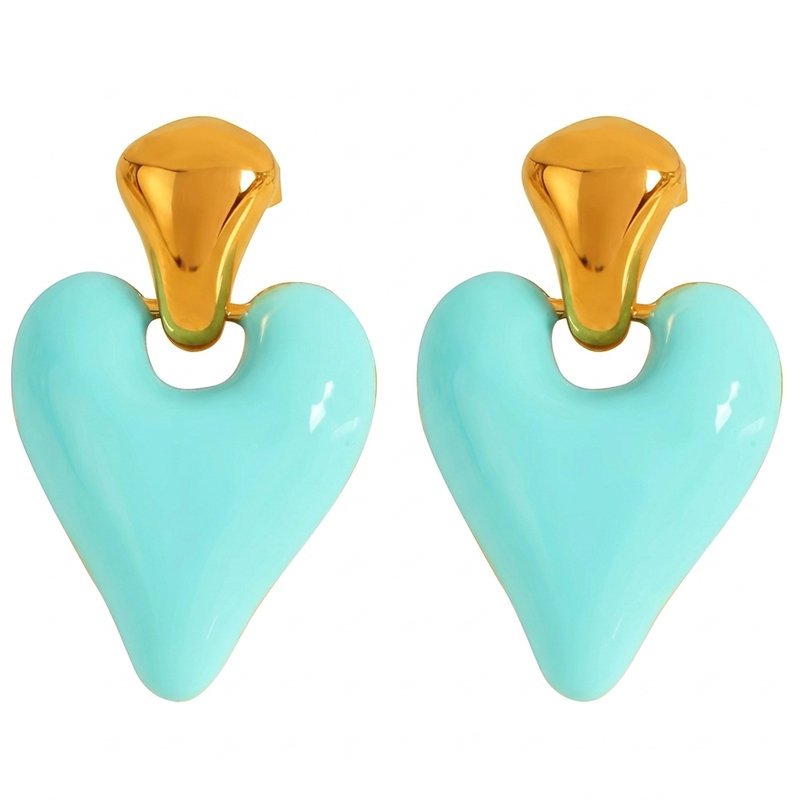 Kolczyki Damskie Kolczyki Turkusowe Serce Stal Szlachetna Kolczyki Trusky