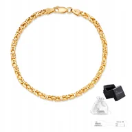 Bransolety męskie - Królewska Złota Bransoletka Męska Bizantyna Srebro pr. 925 19 cm x 4 mm - miniaturka - grafika 1