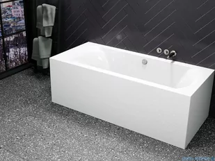 Riho Linares Plug&amp;Play wanna prostokątna przyścienna 160x70cm prawa z obudową + nóżki B140010005 - Wanny z hydromasażem - miniaturka - grafika 1
