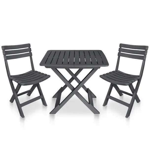 Zestaw Bistro Ogrodowy z Plastiku Antracytowy, Stół 79x72x70 cm, Krzesła