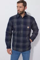 Odzież trekkingowa męska - Koszula flanelowa ocieplana w kratę Carhartt Heavyweight Flannel Sherpa 412 Navy - miniaturka - grafika 1