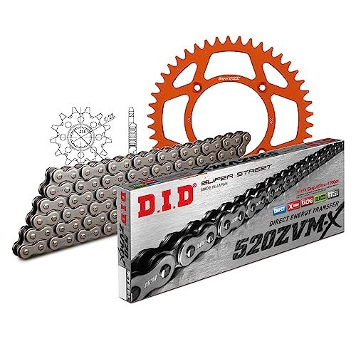Zestaw łańcuchów DID Alu 520ZVM-X / 110 nitowy zamek pomarańczowy do KTM Freeride R 250 ccm rok prod. 2017