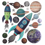 Naklejki na ścianę - Zestaw naklejek dekoracyjnych dla dzieci Kosmos - miniaturka - grafika 1