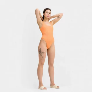Stroje kąpielowe - Damski kostium kąpielowy jednoczęściowy Champion Legacy Swimming Suit - pomarańczowy - CHAMPION - grafika 1