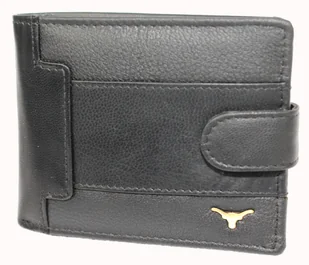 Portfel Męski Skórzany ANDREAS Skóra Licowa Mały Poziomy Z Zapięciem CZARNY RFID HK5130B ML 11,5 x 9 x 3 [cm] - Portfele - miniaturka - grafika 3