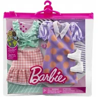 Akcesoria dla lalek - Ubranka Barbie bluzka w kropki i spódnica w kratkę, sukienka Mattel - miniaturka - grafika 1