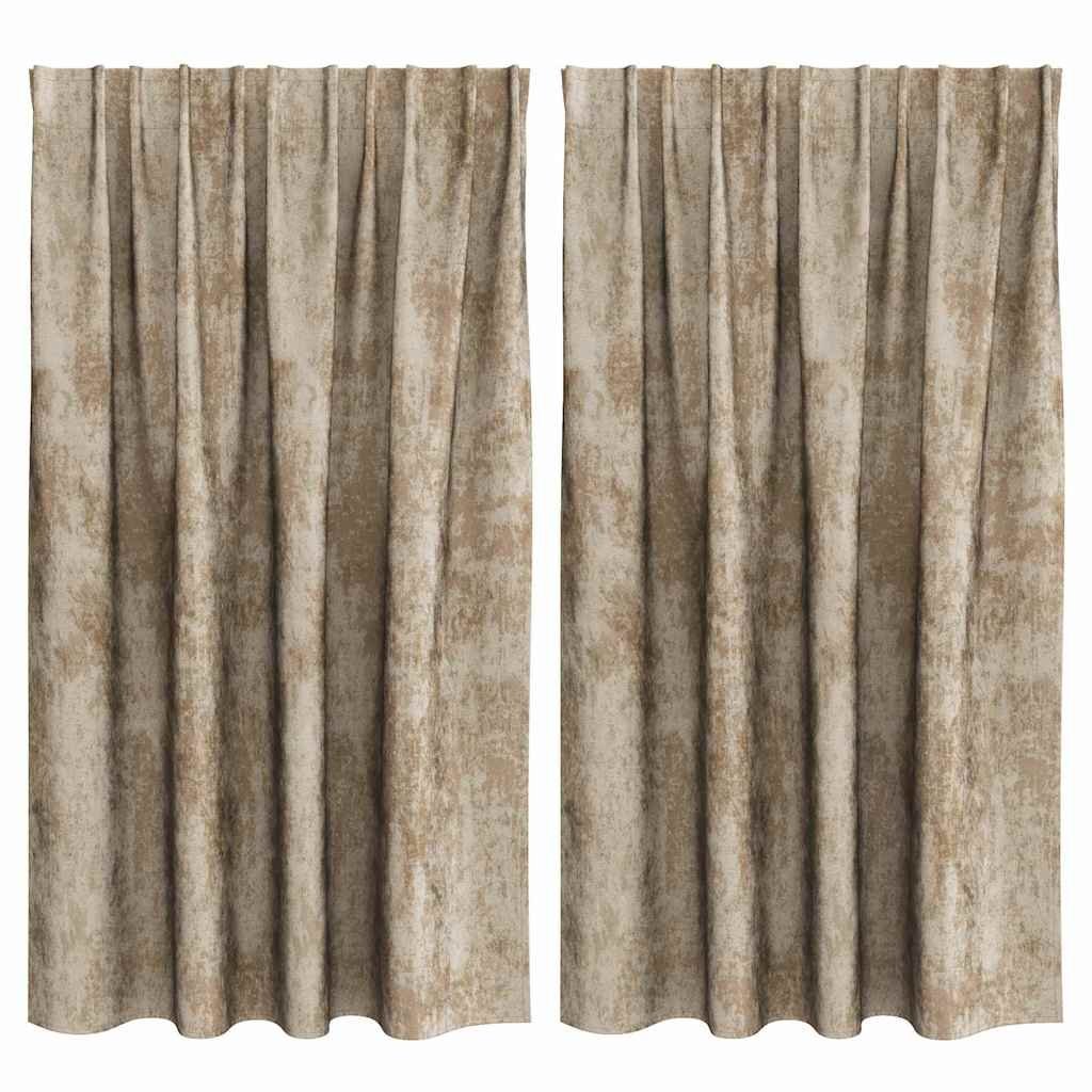 vidaXL Zasłona z zasłonami 2 pcs szampański 140 x 140 cm Aksamit