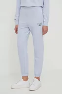 Spodnie damskie - Lacoste spodnie dresowe kolor niebieski z nadrukiem - miniaturka - grafika 1