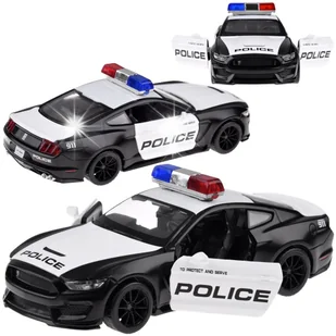 Auto metalowe policja Ford Shelby GT350 skala 1:32 światła koguty ZA4610 - Zabawki zdalnie sterowane - miniaturka - grafika 1