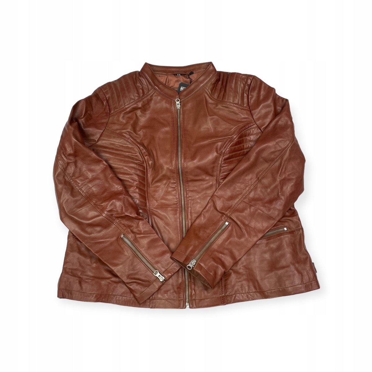Skórzana kurtka damska brązowa REAL LEATHER 2XL