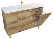 Szafki łazienkowe - Szafka Stojąca Z Umywalką ATHD 120 cm DK - Dąb Evoke Coast Mat - Uchwyty Złote Polerowane - miniaturka - grafika 1