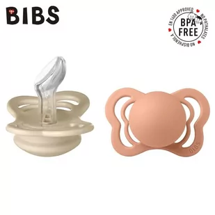 BIBS COUTURE 2-PACK VANILLA &  PEACH S Smoczek Anatomiczny silikonowy - Śliniaki i fartuszki - miniaturka - grafika 1