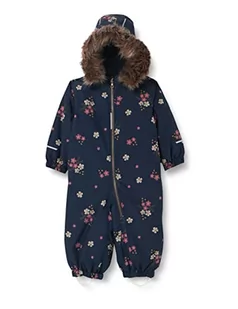 NAME IT Baby Girls NMFSNOW10 Suit Flower RAIN FO kombinezon śnieżny, ciemny szafir, 80, Dark Sapphire, 80 cm - Kombinezony dla dzieci - miniaturka - grafika 1