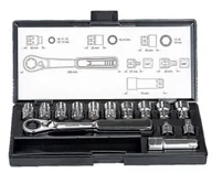 Zestawy narzędziowe - Zestaw nasadek + klucz z adapterem 1/4", 3/8" Makita B-65595 14 szt. - miniaturka - grafika 1