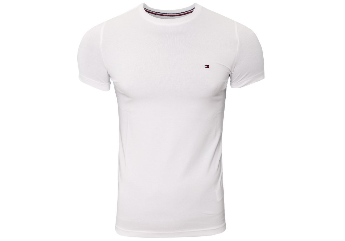 TOMMY HILFIGER KOSZULKA T-SHIRT CORE STRETCH SLIM CNECK TEE WHITE 0867896625 100 - Rozmiar: XXL