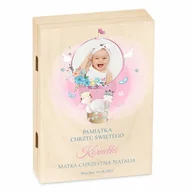 Pamiątka Chrztu Świętego - Sztućce dla dzieci zestaw w drewnianym etui z nadrukiem - miniaturka - grafika 1