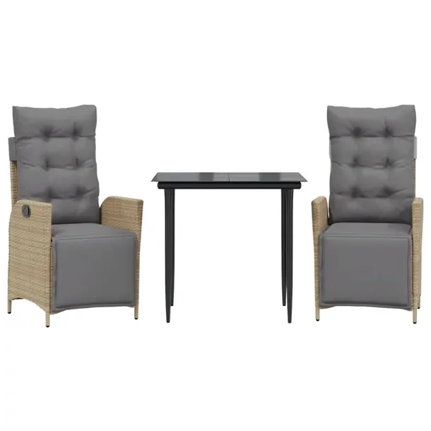 Zestaw mebli ogrodowych rattan PE 80x80 czarny/jasnoszary
