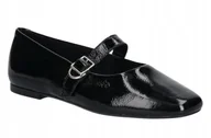 Baleriny - VAGABOND BALERINY DAMSKIE CZARNE LAKIEROWANE Z KLAMRĄ 40 T7A - miniaturka - grafika 1