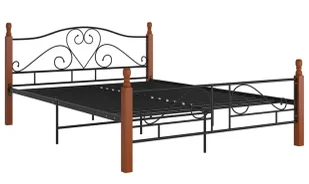 Metalowe łóżko małżeńskie czarny + ciemny dąb 160x200 cm - Onel - Łóżka - miniaturka - grafika 1