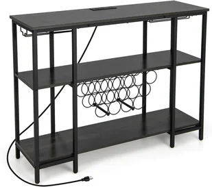 KOMFOTTEU Stojak na wino z gniazdami na 15 butelek i uchwytem na kieliszki, wolnostojący stojak na butelki, wielofunkcyjny stojak kuchenny 113 x 35 x 85 cm (szary) - Butelki termiczne KOMFOTTEU Stojak na wino z gniazdami na 15 butelek i uchwytem na kieliszki, wolnostojący stojak na butelki, wielofunkcyjny stojak kuchenny 113 x 35 x 85 cm (szary) - Butelki termiczne - miniaturka - grafika 1