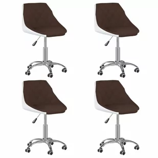 vidaXL Obrotowe krzesła stołowe 4 szt. brązowo-białe sztuczna skóra 3088728 - Krzesła - miniaturka - grafika 1