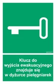 Systemy ekspozycyjne i znaki informacyjne - AC066 KLUCZ DO WYJŚCIA EWAKUACYJNEGO ZNAJDUJE SIĘ W DYŻURCE PIELĘGNIAREK, KS - FOLIA PODŁOGOWA FOTOLUMINESCENCYJNA; (200X300MM) - miniaturka - grafika 1