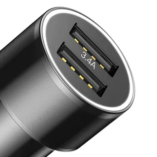 Baseus Small Screw 3.4A inteligentna ładowarka samochodowa 2x USB + kabel USB Typ-C 1m 2A czarny (TZXLD-B01) - Ładowarki samochodowe - miniaturka - grafika 5