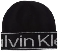Czapki damskie - Calvin Klein Damska czapka z dzianiny Eco Reverso, Ck Black, jeden rozmiar, Ck czarny, Rozmiar uniwersalny - miniaturka - grafika 1