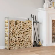 Wózki magazynowe - vidaXL Stojak na drewno opałowe, 110x28x116 cm, stal nierdzewna - miniaturka - grafika 1