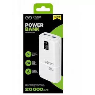 Viggo Design Powerbank 20000 mAh PD 20W LED biały - Powerbanki - miniaturka - grafika 1
